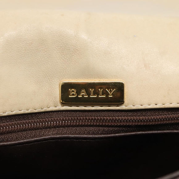 BALLY Shoulder Bag Leather Beige Auth BD1284