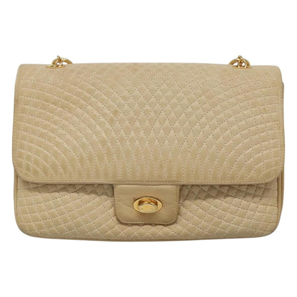 BALLY Shoulder Bag Leather Beige Auth BD1284