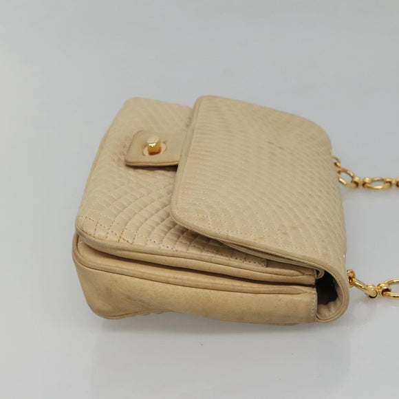 BALLY Shoulder Bag Leather Beige Auth BD1284