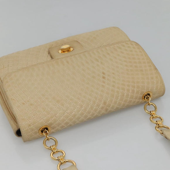 BALLY Shoulder Bag Leather Beige Auth BD1284