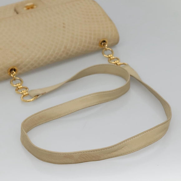 BALLY Shoulder Bag Leather Beige Auth BD1284