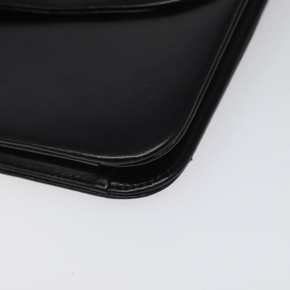 Christian Dior Chain Shoulder Bag Leather Black Gold Auth BD129