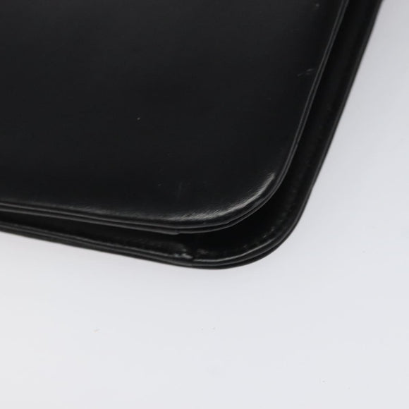 Christian Dior Chain Shoulder Bag Leather Black Gold Auth BD129