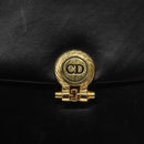Christian Dior Chain Shoulder Bag Leather Black Gold Auth BD129-17