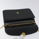 Christian Dior Chain Shoulder Bag Leather Black Gold Auth BD129-10