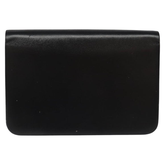 Christian Dior Chain Shoulder Bag Leather Black Gold Auth BD129