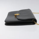 Christian Dior Chain Shoulder Bag Leather Black Gold Auth BD129-3