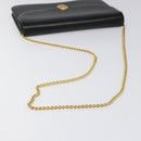 Christian Dior Chain Shoulder Bag Leather Black Gold Auth BD129-7