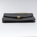 Christian Dior Chain Shoulder Bag Leather Black Gold Auth BD129-5