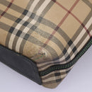 BURBERRY Nova Check Tote Bag PVC Leather Beige Green Silver Auth BD130-13