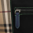 BURBERRY Nova Check Tote Bag PVC Leather Beige Green Silver Auth BD130-16