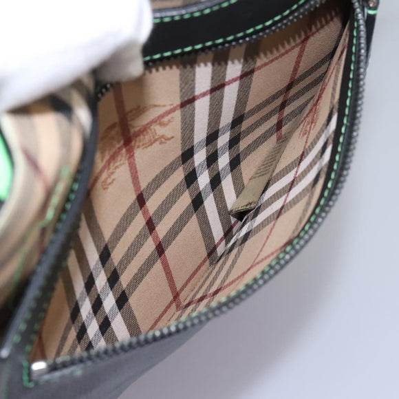 BURBERRY Nova Check Tote Bag PVC Leather Beige Green Silver Auth BD130