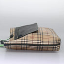 BURBERRY Nova Check Tote Bag PVC Leather Beige Green Silver Auth BD130-4