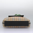 BURBERRY Nova Check Tote Bag PVC Leather Beige Green Silver Auth BD130-5