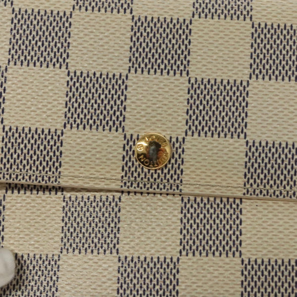 LOUIS VUITTON Damier Azur Portefeuille Sarah Long Wallet N61735 LV Auth BD1315