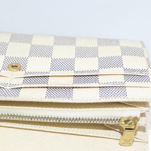 LOUIS VUITTON Damier Azur Portefeuille Sarah Long Wallet N61735 LV Auth BD1315