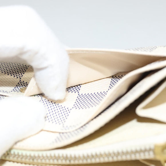 LOUIS VUITTON Damier Azur Portefeuille Sarah Long Wallet N61735 LV Auth BD1315