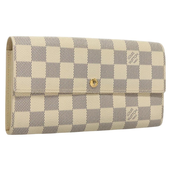 LOUIS VUITTON Damier Azur Portefeuille Sarah Long Wallet N61735 LV Auth BD1315