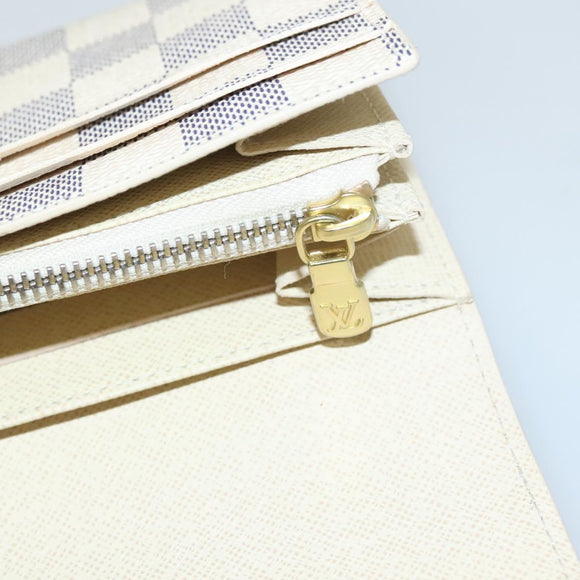 LOUIS VUITTON Damier Azur Portefeuille Sarah Long Wallet N61735 LV Auth BD1315