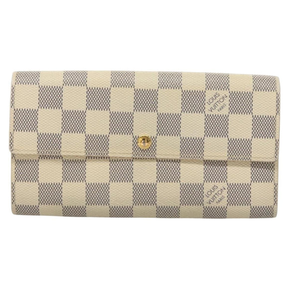 LOUIS VUITTON Damier Azur Portefeuille Sarah Long Wallet N61735 LV Auth BD1315