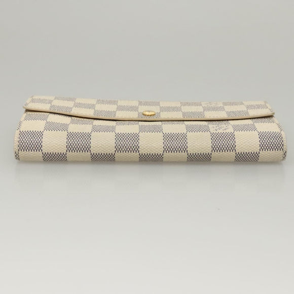 LOUIS VUITTON Damier Azur Portefeuille Sarah Long Wallet N61735 LV Auth BD1315