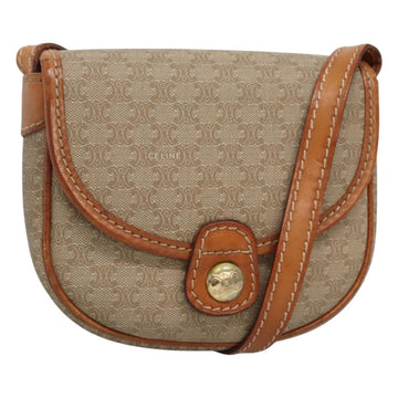 CELINE Macadam Canvas Shoulder Bag PVC Beige Gold Auth BD1320