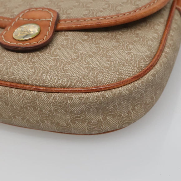 CELINE Macadam Canvas Shoulder Bag PVC Beige Gold Auth BD1320