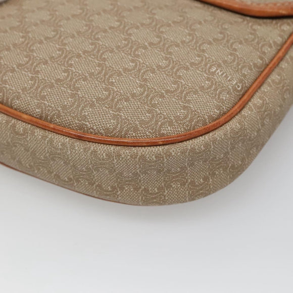 CELINE Macadam Canvas Shoulder Bag PVC Beige Gold Auth BD1320
