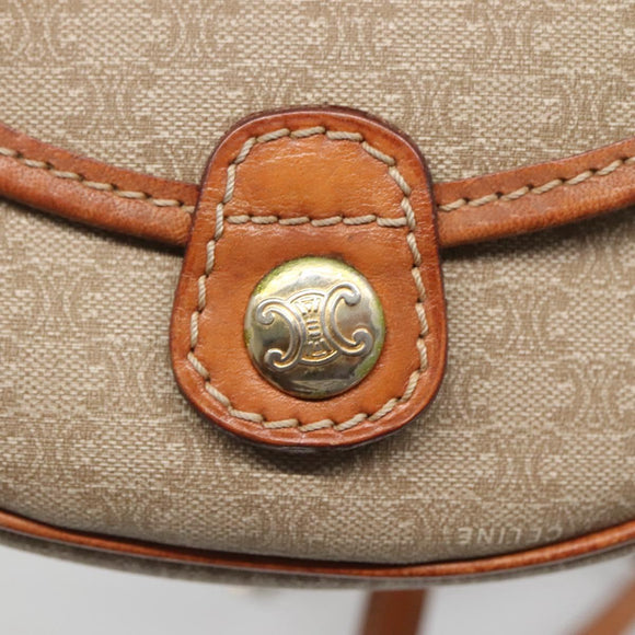 CELINE Macadam Canvas Shoulder Bag PVC Beige Gold Auth BD1320