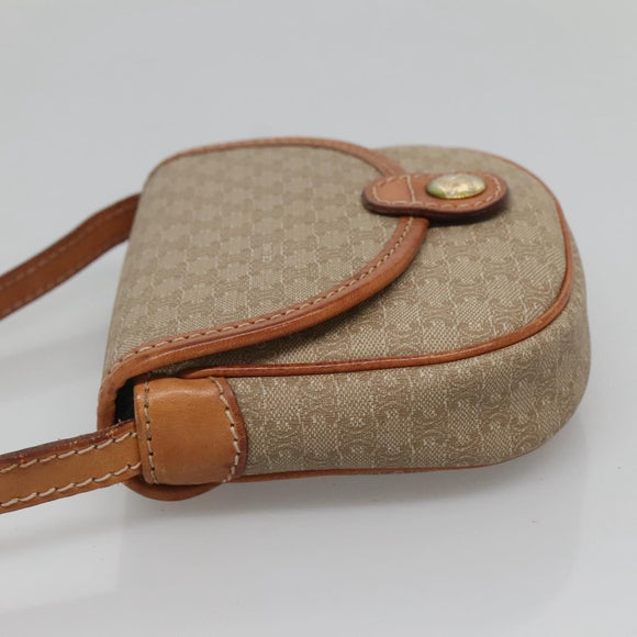 CELINE Macadam Canvas Shoulder Bag PVC Beige Gold Auth BD1320