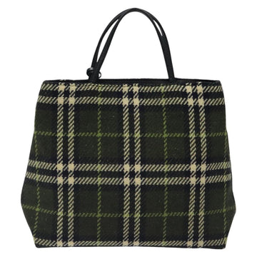 BURBERRY Nova Check Hand Bag Wool Green Black Auth BD1322 - 0