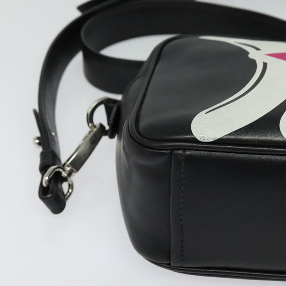 PRADA Shoulder Bag Leather Black Silver Auth BD1348V