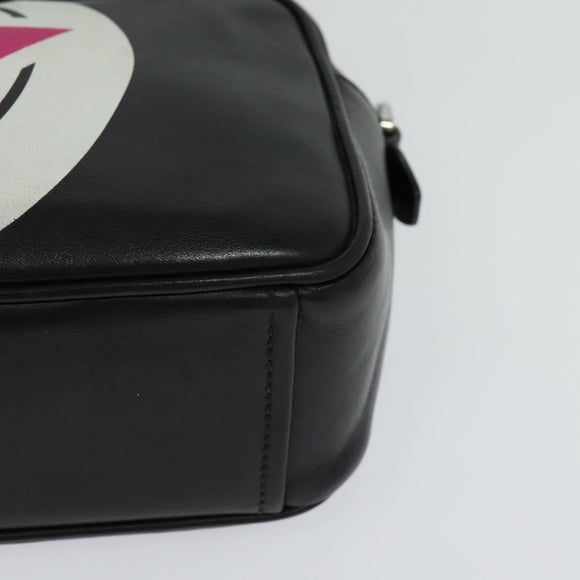 PRADA Shoulder Bag Leather Black Silver Auth BD1348V