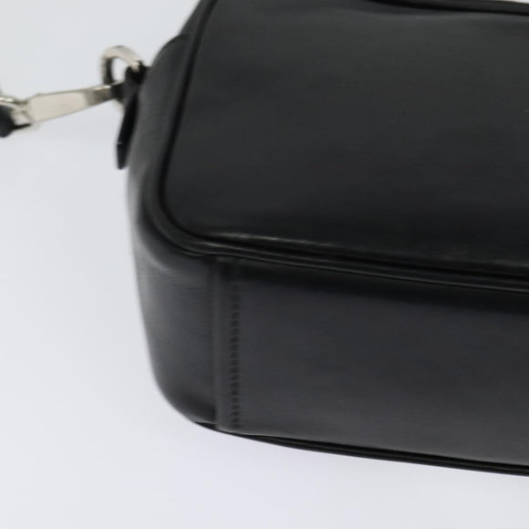 PRADA Shoulder Bag Leather Black Silver Auth BD1348V