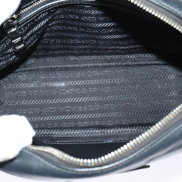 PRADA Shoulder Bag Leather Black Silver Auth BD1348V