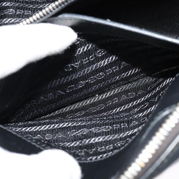 PRADA Shoulder Bag Leather Black Silver Auth BD1348V