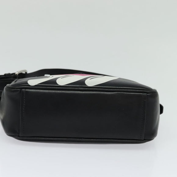 PRADA Shoulder Bag Leather Black Silver Auth BD1348V