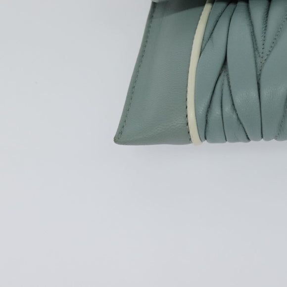 Miu Miu Chain Shoulder Bag Leather Blue Silver Auth BD1352