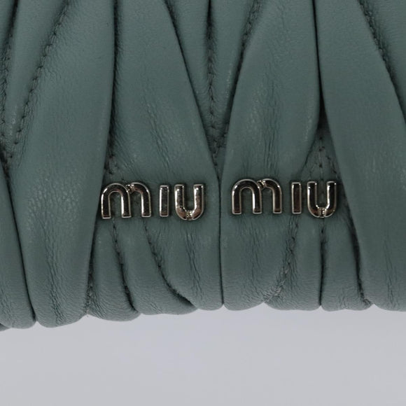 Miu Miu Chain Shoulder Bag Leather Blue Silver Auth BD1352