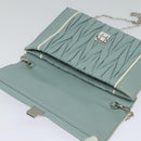 Miu Miu Chain Shoulder Bag Leather Blue Silver Auth BD1352-9