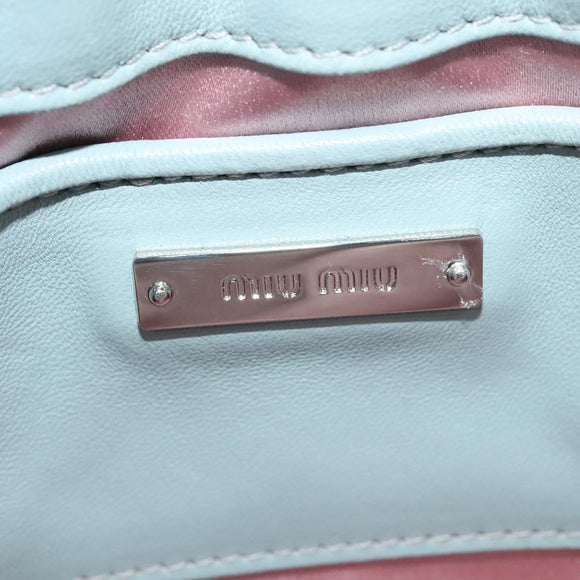 Miu Miu Chain Shoulder Bag Leather Blue Silver Auth BD1352