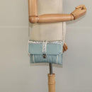 Miu Miu Chain Shoulder Bag Leather Blue Silver Auth BD1352-24