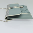 Miu Miu Chain Shoulder Bag Leather Blue Silver Auth BD1352-3