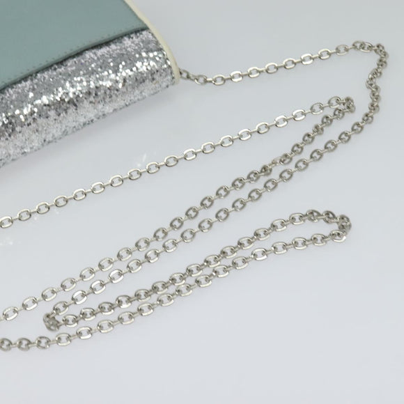 Miu Miu Chain Shoulder Bag Leather Blue Silver Auth BD1352