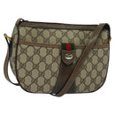GUCCI GG Supreme Web Sherry Line Shoulder Bag PVC Beige Gold Auth BD1372-1