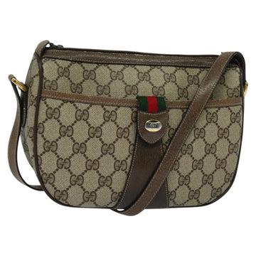 GUCCI GG Supreme Web Sherry Line Shoulder Bag PVC Beige Gold Auth BD1372