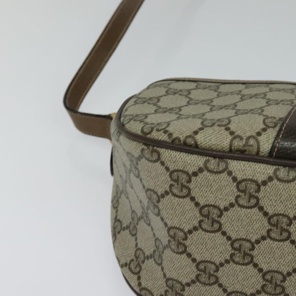 GUCCI GG Supreme Web Sherry Line Shoulder Bag PVC Beige Gold Auth BD1372