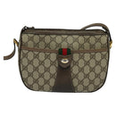 GUCCI GG Supreme Web Sherry Line Shoulder Bag PVC Beige Gold Auth BD1372-13