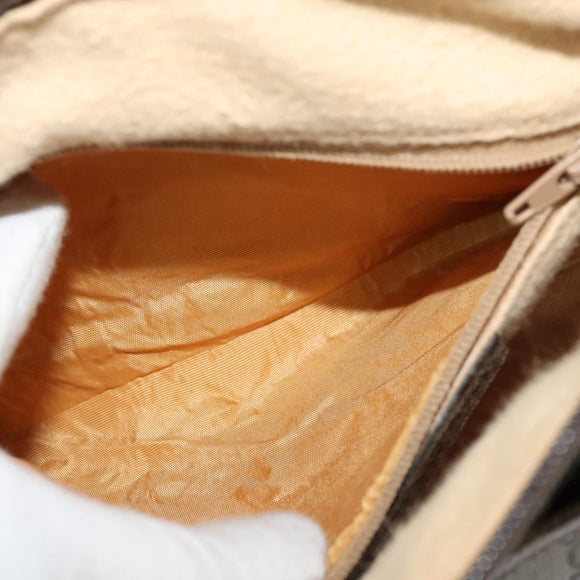 GUCCI GG Supreme Web Sherry Line Shoulder Bag PVC Beige Gold Auth BD1372