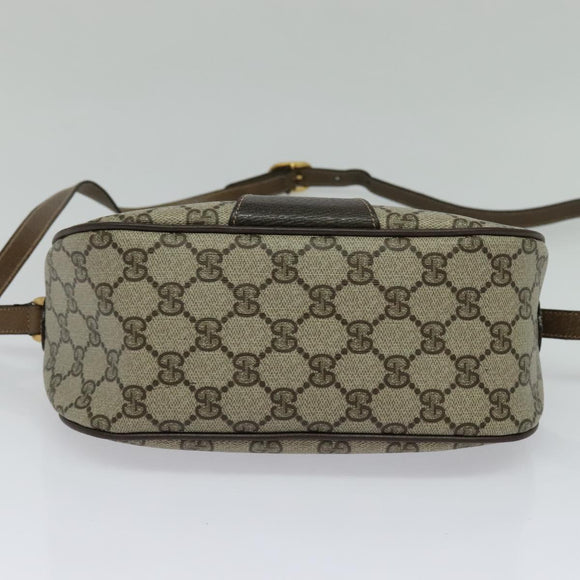 GUCCI GG Supreme Web Sherry Line Shoulder Bag PVC Beige Gold Auth BD1372